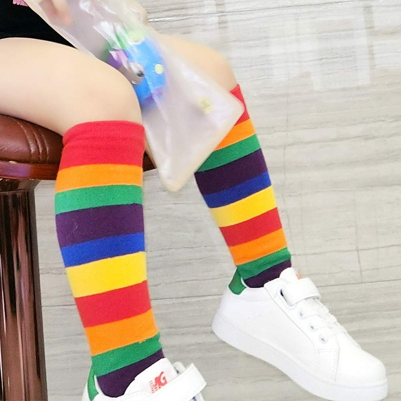 BGFKS Little Girls Tutu Outfit,Layered Ballet Tulle Rainbow Tutu Skirt with Hairbow and Long Stockings - Image 4
